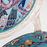 Барный стул из массива бука с изображением птиц и цветов Turquoise Beige Chinoiserie Garden Chair варинант исполнения - 3 | Loft Concept в Ростове-на-Дону