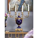 Подсвечник из темно-синего фарфора на бронзовой подставке с фигурками ангелов и декоративными ручками Eden Garden варинант исполнения - 3 | Loft Concept в Ростове-на-Дону