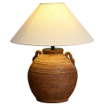 Настольная лампа керамическая коричневая с тканевым абажуром Eastern Tale варинант исполнения - 2 | Loft Concept в Ростове-на-Дону