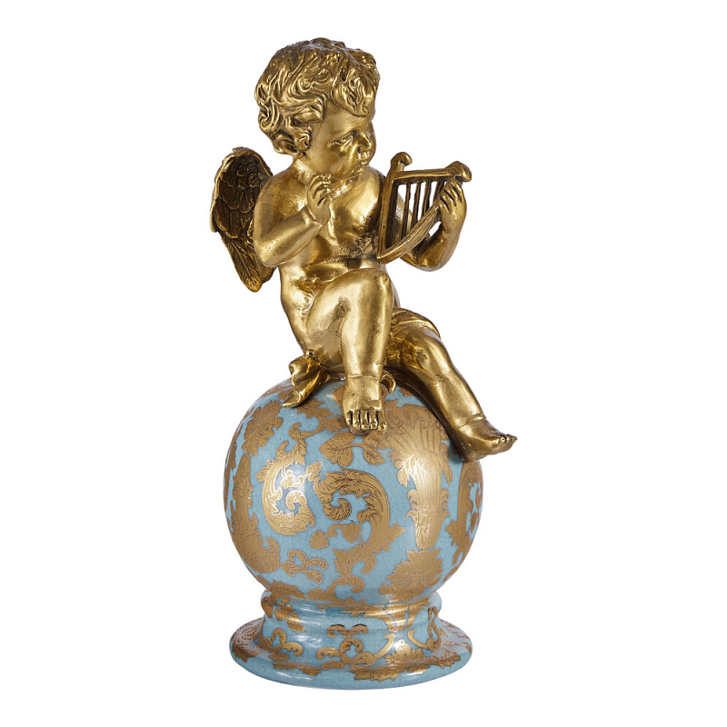 Фигурка Ангел с лирой на шаре Seraphic Бронза Голубой в Ростове-на-Дону | Loft Concept 