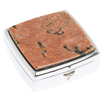 Таблетница карманная квадратная с 2-мя отделениями с зеркалом и накладкой из натурального камня Пегматит Silver Stone Pillboxes варинант исполнения - 1 | Loft Concept в Ростове-на-Дону