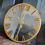 Часы настенные зеркальные с золотым металлическим циферблатом Mirror Tower Clock варинант исполнения - 4 | Loft Concept в Ростове-на-Дону