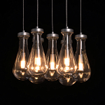 Люстра с 7-ю прозрачными плафонами из стекла в форме капли на круглом потолочном основании цвета хром Lucid Rain  варинант исполнения - 5 | Loft Concept в Ростове-на-Дону