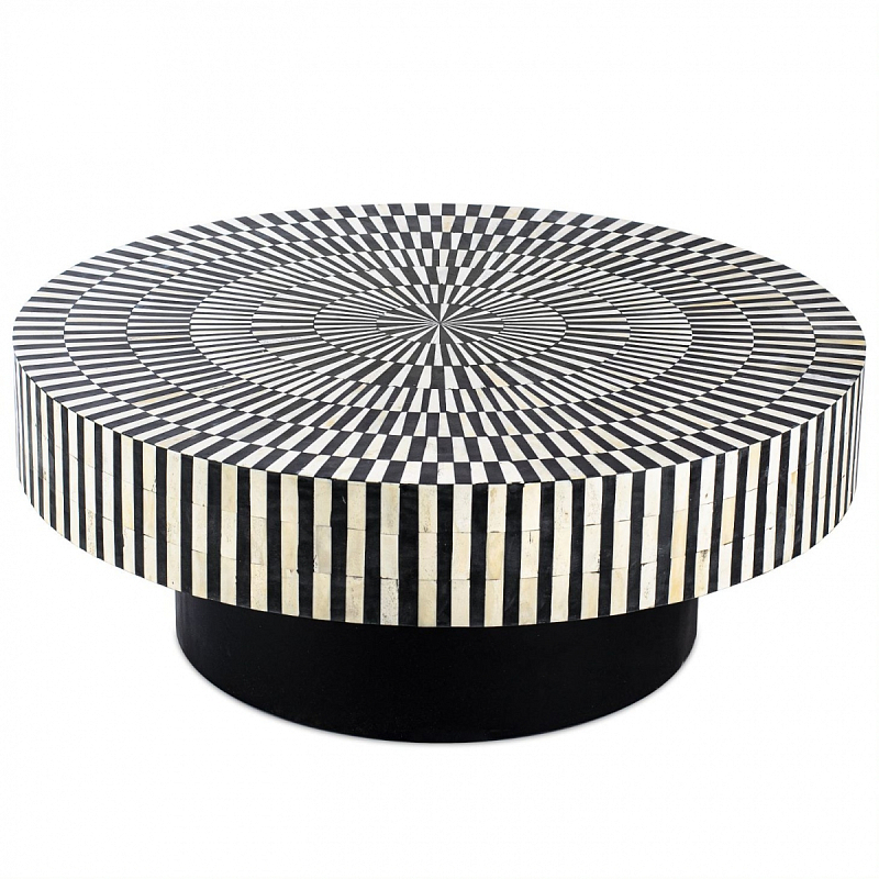 Журнальный стол Round Indian Bone Inlay coffee table Черно-белый в Ростове-на-Дону | Loft Concept 