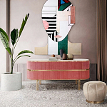 Дизайнерский комод овальный с розовой бархатной обивкой Edith варинант исполнения - 4 | Loft Concept в Ростове-на-Дону