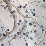 Обои ручная роспись Plum Blossom Inky Hokusai on Sterling Silver gilded silk варинант исполнения - 1 | Loft Concept в Ростове-на-Дону