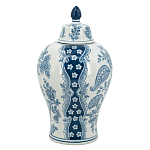 Ваза с крышкой и голубым цветочным рисунком 37 см Blue & White Ornament варинант исполнения - 2 | Loft Concept в Ростове-на-Дону