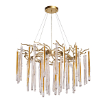 Люстра подвесная золотого цвета с разветвленными ветвями и прозрачными стеклянными подвесками Droplet Chandelier варинант исполнения - 2 | Loft Concept в Ростове-на-Дону
