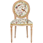 Стул из массива бука бежевый с изображением птиц и цветов Beige Green Chinoiserie Peach Garden Chair варинант исполнения - 1 | Loft Concept в Ростове-на-Дону
