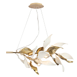 Люстра подвесная с декоративными белыми и золотыми листьями на текстурном основании Wintery flovers варинант исполнения - 2 | Loft Concept в Ростове-на-Дону