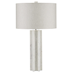 Настольная лампа мраморная с тканевым цилиндрическим абажуром Sharpened варинант исполнения - 4 | Loft Concept в Ростове-на-Дону