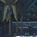 Обои ручная роспись Phuljhari Original colourway on Empire Blue dyed silk варинант исполнения - 3 | Loft Concept в Ростове-на-Дону