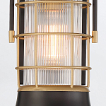 Настенный фонарь цилиндрической формы с рифленым стеклом в золотом каркасе на черном прямоугольном основании Eurofase варинант исполнения - 15 | Loft Concept в Ростове-на-Дону