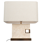 Настольная лампа с прямоугольным основанием из натурального камня c тканевым абажуром Lapis Tiburtinus варинант исполнения - 3 | Loft Concept в Ростове-на-Дону