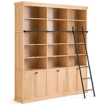 Книжный шкаф из массива сосны с металлической лестницей Burton Wood Cabinet варинант исполнения - 4 | Loft Concept в Ростове-на-Дону