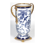 Ваза с бронзовыми ручками и синим цветочным узором Blue & White Ornament варинант исполнения - 2 | Loft Concept в Ростове-на-Дону