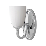 Бра для ванных комнат с белым стеклянным плафоном в форме бокала на овальном основании цвета хром с изогнутым держателем Feiss варинант исполнения - 1 | Loft Concept в Ростове-на-Дону