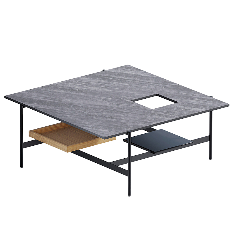 Karat журнальный столик цвета серый камень с съемным подносом Серый Черный в Ростове-на-Дону | Loft Concept 