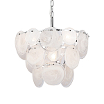 Люстра из белых стеклянных дисков на серебрянном каркасе White Glowing Reflectors варинант исполнения - 1 | Loft Concept в Ростове-на-Дону