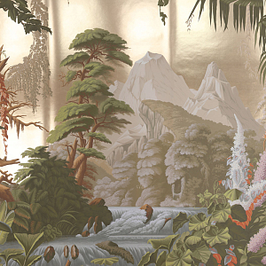 Обои ручная роспись L'Eden Amarelo on Rose Gold gilded paper