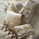 Чехол на подушку с вышивкой в виде геометрических узоров Beige Calista Rect варинант исполнения - 7 | Loft Concept в Ростове-на-Дону