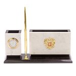 Настольный письменный набор из мрамора с часами и ручкой Marble Accessory варинант исполнения - 1 | Loft Concept в Ростове-на-Дону