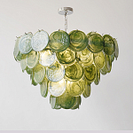 Люстра из зеленых стеклянных дисков с перламутровым эффектом Green Glowing Glaze варинант исполнения - 2 | Loft Concept в Ростове-на-Дону