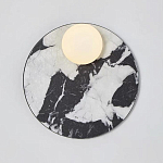 Бра круглое с каменным черно-белым основанием и плафоном из стекла Shaw Marble Lighting варинант исполнения - 1 | Loft Concept в Ростове-на-Дону