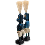 Комплект из 2-х деревянных статуэток Asmat Straw Headdress Statuettes Blue варинант исполнения - 2 | Loft Concept в Ростове-на-Дону