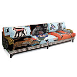 Большой Трехместный Диван с цветным принтом Qalakabusha Large Sofa варинант исполнения - 3 | Loft Concept в Ростове-на-Дону