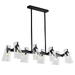 Люстра светодиодная с 8-ю прозрачными плафонами из акрила и стали Glass Cylinder Black варинант исполнения - 1 | Loft Concept в Ростове-на-Дону