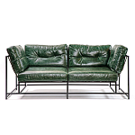 Диван Лофт Натуральная Винтажная кожа Зеленый Two Seat Encounter Leather Sofa варинант исполнения - 1 | Loft Concept в Ростове-на-Дону