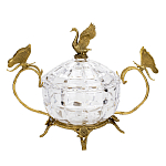 Конфетница из прозрачного рельефного стекла с ручками в виде стрекоз и фигуркой лебедя Eden Garden варинант исполнения - 1 | Loft Concept в Ростове-на-Дону