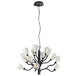 Люстра подвесная черного цвета с ветвями и белыми фарфоровыми цветами Floralis варинант исполнения - 2 | Loft Concept в Ростове-на-Дону