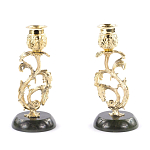Подсвечники бронзовые на подставке из натурального камня нефрит Stone Candlestick варинант исполнения - 3 | Loft Concept в Ростове-на-Дону