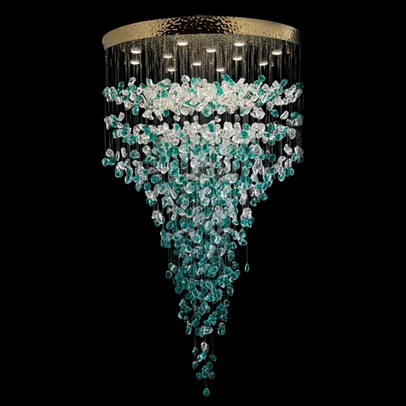 Люстра зеленая каскадная Green Light CascadeDroplet Chandelier Золотой Прозрачный Зеленый Люстра зеленая каскадная Green Light CascadeDroplet Chandelier Золотой Прозрачный Зеленый в Ростове-на-Дону | Loft Concept