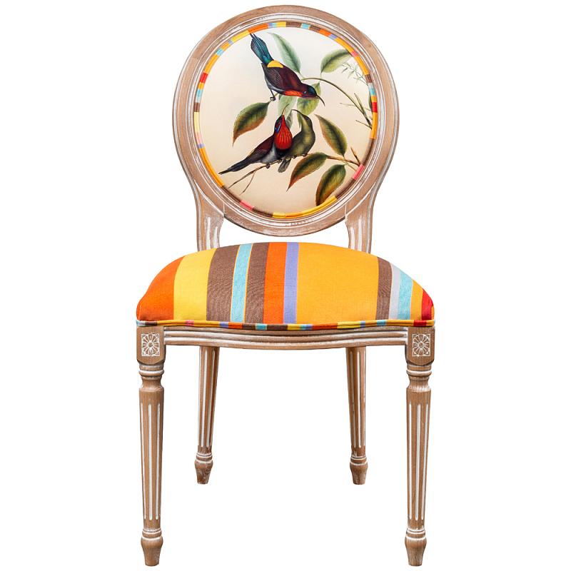              Blooming Red Blue Birds Colorful Stripes Chair     -- | Loft Concept 