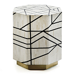 Приставной столик с инкрустацией Black and White Geometry bone bedside table варинант исполнения - 2 | Loft Concept в Ростове-на-Дону