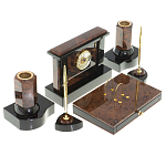 Настольный письменный набор с часами из природного камня обсидиана Royal Stone варинант исполнения - 2 | Loft Concept в Ростове-на-Дону