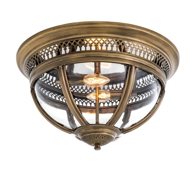 Потолочный светильник Ceiling Lamp Residential Antique brass Латунь Античная полированная Прозрачное Стекло в Ростове-на-Дону | Loft Concept 