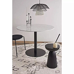 Круглый обеденный стол с белой мраморной столешницей White Tabletop on Black Base варинант исполнения - 3 | Loft Concept в Ростове-на-Дону