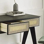 Дизайнерский письменный стол матово-чёрного цвета с 2-мя плетеными ящиками Glade Desk варинант исполнения - 1 | Loft Concept в Ростове-на-Дону