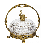 Конфетница из прозрачного рельефного стекла с ручкой и фигуркой лебедя Eden Garden варинант исполнения - 1 | Loft Concept в Ростове-на-Дону