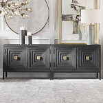 Тумба черная из дерева двухдверная Geometric Double Door Nightstand варинант исполнения - 4 | Loft Concept в Ростове-на-Дону