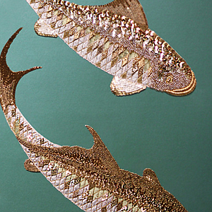 Обои с вышивкой ручной работы Deco Fish Original colourway