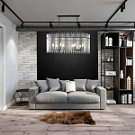 Люстра подвесная овальная со стеклянными прозрачными трубками и металлическим каркасом черного цвета Nembus варинант исполнения - 6 | Loft Concept в Ростове-на-Дону