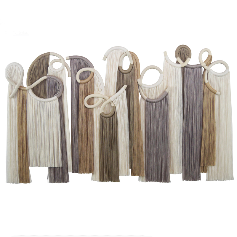 Настенный декор с бахромой белого и бежевого цвета Abstraction I Молочный Серый Коричневый в Ростове-на-Дону | Loft Concept 