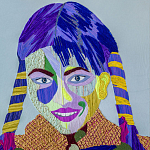 Картина с вышивкой Портрет wall panel People with the yellow ear 3 варинант исполнения - 2 | Loft Concept в Ростове-на-Дону