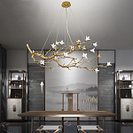 Люстра в виде золотой ветки с цветами Glass Flower Pendant Light варинант исполнения - 5 | Loft Concept в Ростове-на-Дону