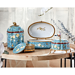 Ваза голубая с крышкой и цветочным узором Genuine Chinese Classics варинант исполнения - 3 | Loft Concept в Ростове-на-Дону